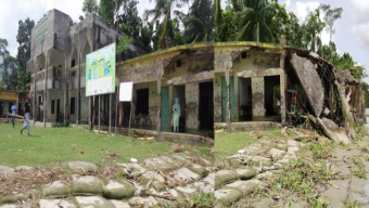 বিষখালী নদী ভাঙনে জিও ব্যাগ দেবে ঝুঁকিতে মাধ্যমিক বিদ্যালয়