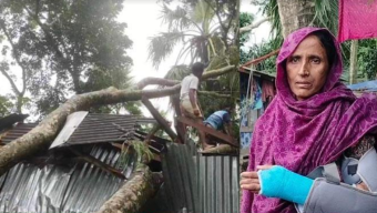 মির্জাগঞ্জ ঘূর্ণিঝড় দানার তাণ্ডবে ঘরবাড়ি বিধ্বস্ত, আহত ৪