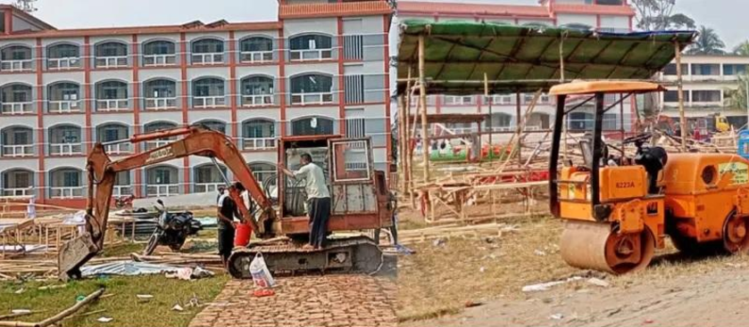 গৌরনদী পাইলট মাধ্যমিক বিদ্যালয়ের মাঠে মেলার ষ্টল গুড়িয়ে দিলো প্রশাসন