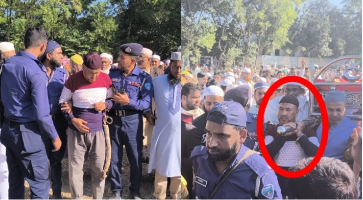 মায়ের জানাজায় হাতকড়া পরা যুবলীগ নেতার ছবি ভাইরাল