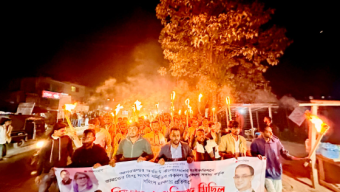ভারতীয় আগ্রাসনের প্রতিবাদে ববি ছাত্রদলের বিক্ষোভ ও মশাল মিছিল