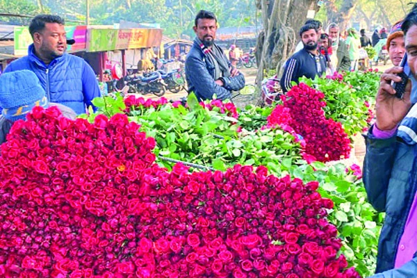 ফুলের বাজারে বিক্রি ভালো, দামে অখুশি চাষি