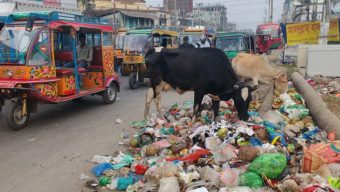 বরিশালে বেতনসহ বোনাসের দাবিতে কর্মবিরতিতে পরিচ্ছন্নতাকর্মী, শহরে ময়লার স্তূপ