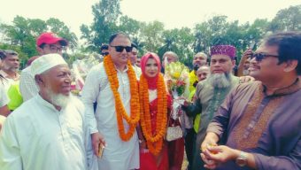 নলছিটিতে আকাশ পথে ‘শ্বশুর’ বাড়ি আসলো নববধূ মেজর আসমা খানম