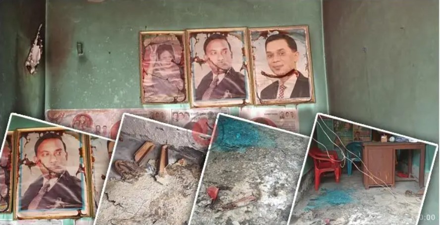 বিএনপি কার্যালয়ে পেট্রোল ঢেলে আগুন