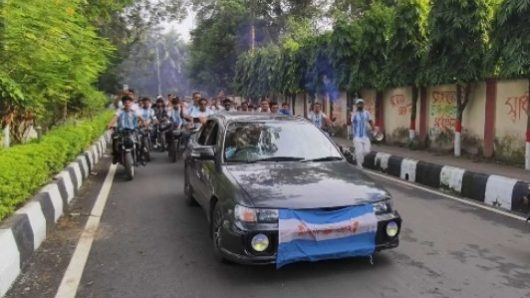 বরিশালে আর্জেন্টিনার সমর্থকদের বর্ণাঢ্য মোটর শোভাযাত্রা