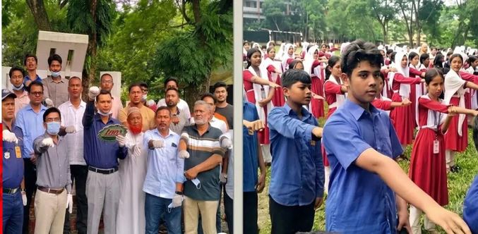 বরিশালে পরিচ্ছন্ন ও সবুজ বাংলাদেশ গড়ার শপথ নিল শিক্ষার্থীরা