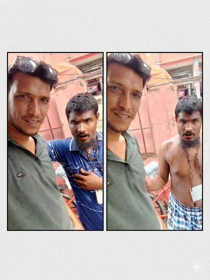 বরিশালে ভারসাম্যহীন যুবকের পাশে সংবাদকর্মী রিপন রানা, নতুন পোশাক পেয়ে মুখে হাসি