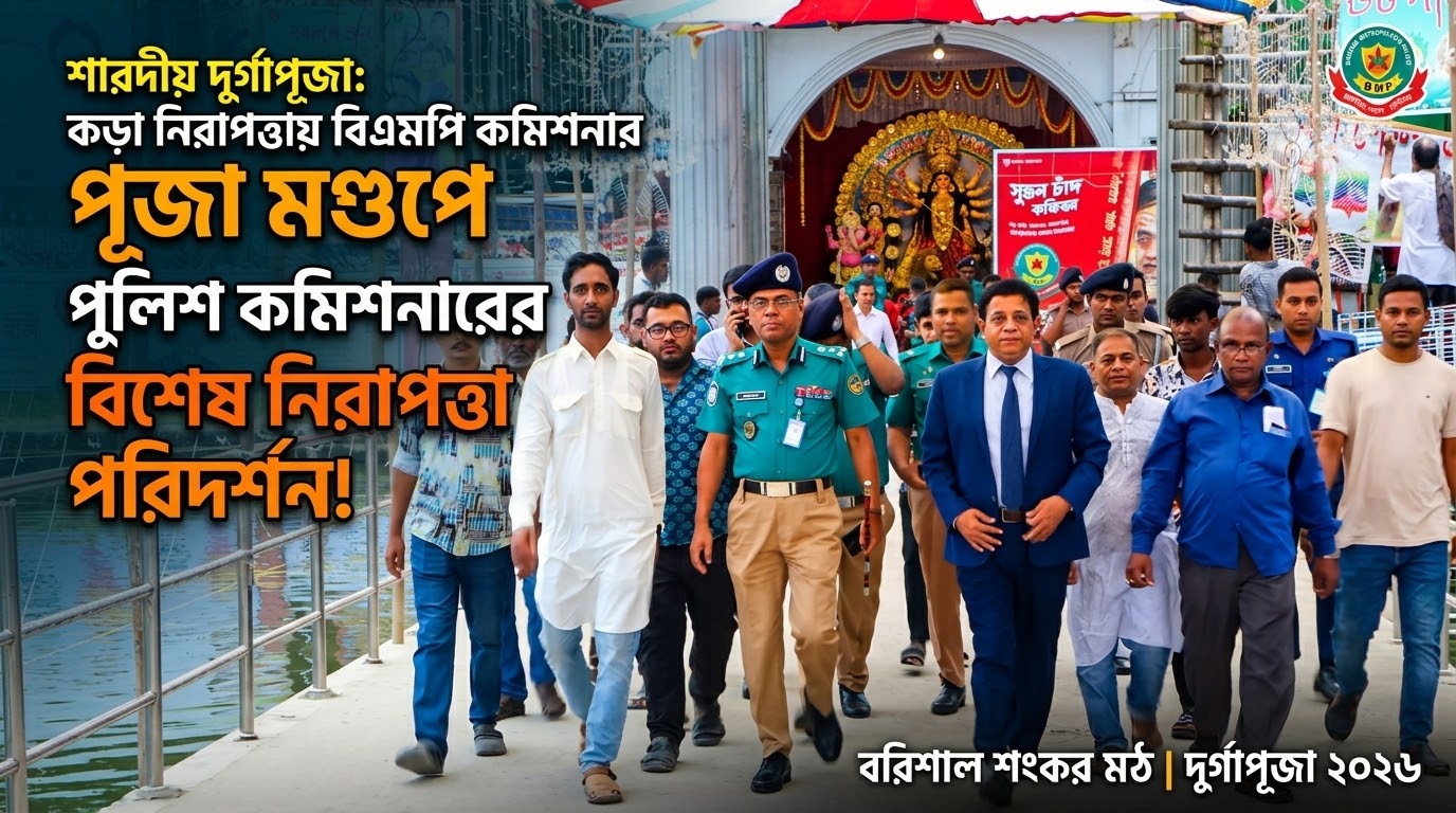 বিএমপি কমিশনার কর্তৃক শংকর মঠ পূজামণ্ডপের নিরাপত্তা ব্যবস্থা পরিদর্শন