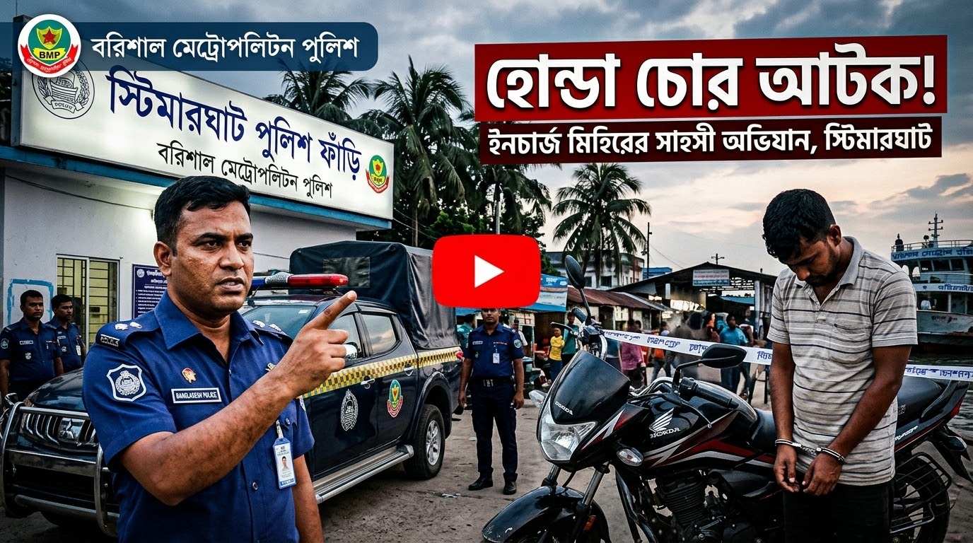 স্টিমারঘাট ফাঁড়ির ইনচার্জ মিহিরের সফল অভিযান: মোটরসাইকেলসহ আটক-১
